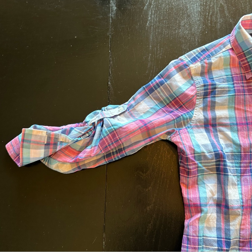 Vintage Retro Iconic Brooks Brothers Blue and Pink Y2K Button Down Size 6P - Picture 2 of 9